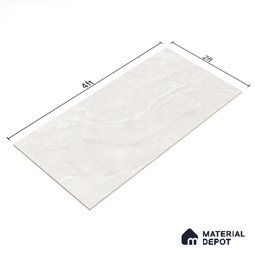 Marble Floor & Wall Tile TL 02214 Omani Grey 4 ft x 2 ft Glossy Finish Vitrified Tile - 9 mm (Random 3)
