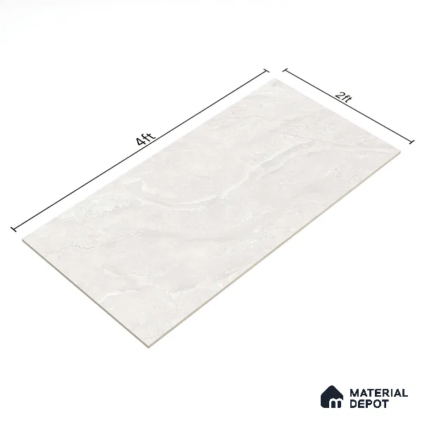 Marble Floor & Wall Tile TL 02214 Omani Grey 4 ft x 2 ft Glossy Finish Vitrified Tile - 9 mm (Random 3)