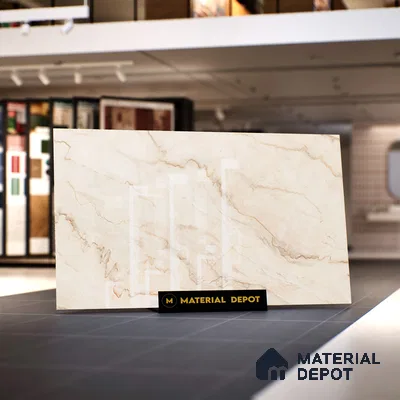 Large Format Marble Floor & Wall Tile TL 02254 B Opera Peanut 6 ft x 4 ft Glossy Finish Vitrified Tile - 9 mm | Suitable For Living Room, Bedroom, Office | Adhesive and Spacers Must be Used During Installation