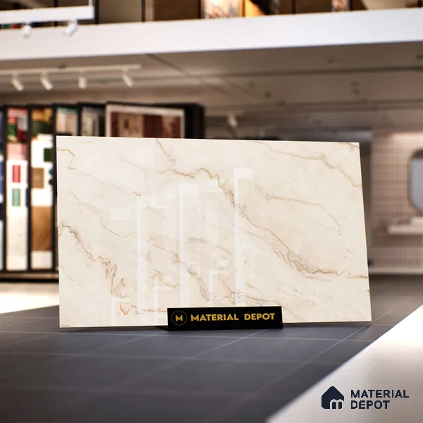 Large Format Marble Floor & Wall Tile TL 02254 B Opera Peanut 6 ft x 4 ft Glossy Finish Vitrified Tile - 9 mm | Suitable For Living Room, Bedroom, Office | Adhesive and Spacers Must be Used During Installation