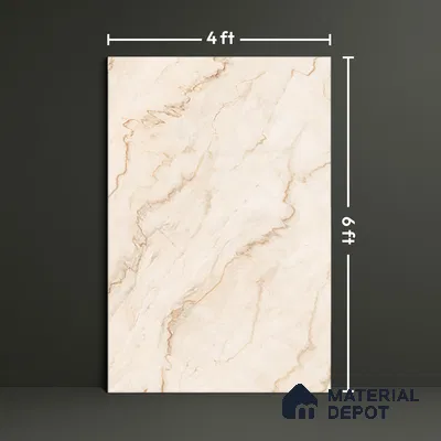 Large Format Marble Floor & Wall Tile TL 02254 B Opera Peanut 6 ft x 4 ft Glossy Finish Vitrified Tile - 9 mm | Suitable For Living Room, Bedroom, Office | Adhesive and Spacers Must be Used During Installation