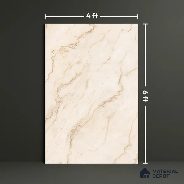 Large Format Marble Floor & Wall Tile TL 02254 B Opera Peanut 6 ft x 4 ft Glossy Finish Vitrified Tile - 9 mm | Suitable For Living Room, Bedroom, Office | Adhesive and Spacers Must be Used During Installation