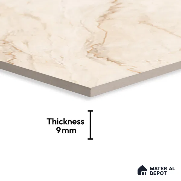 Large Format Marble Floor & Wall Tile TL 02254 B Opera Peanut 6 ft x 4 ft Glossy Finish Vitrified Tile - 9 mm | Suitable For Living Room, Bedroom, Office | Adhesive and Spacers Must be Used During Installation