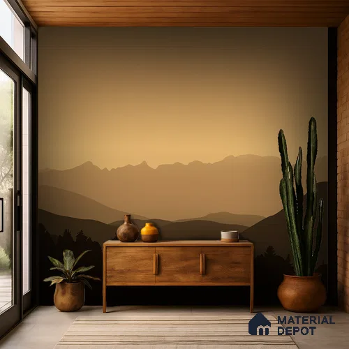 Silent Mountains Motif | WP 04161 B Non Woven Matte Finish Abstract Style Premium Customized size Wallpaper | 150 GSM WP01MTF Paper | (MOQ = 30 Sq. Ft.)