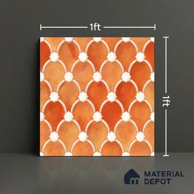 Moroccan Wall Tile TL 10028 | CRV-75 | 1 ft x 1 ft Matte Finish Ceramic Tile - 10 mm | Suitable for Bathroom, Kitchen, Balcony | Please Expect a Slight Variation of Pattern