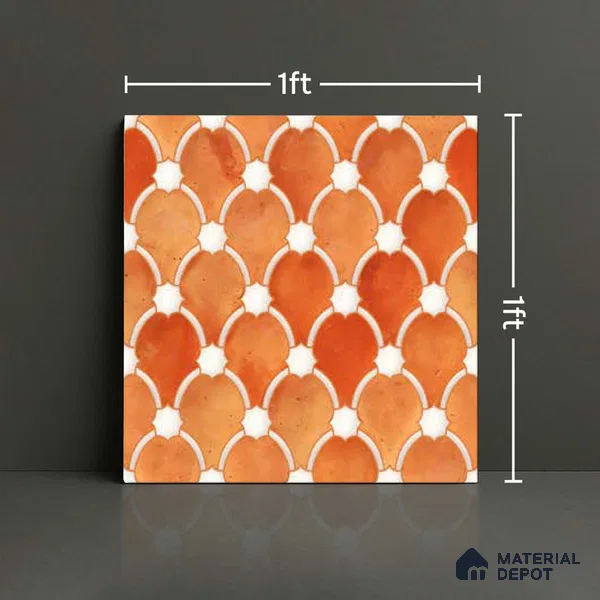 Moroccan Wall Tile TL 10028 | CRV-75 | 1 ft x 1 ft Matte Finish Ceramic Tile - 10 mm | Suitable for Bathroom, Kitchen, Balcony | Please Expect a Slight Variation of Pattern