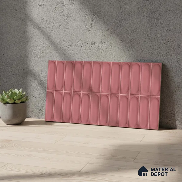 Faux Subway Wall Tile TL 06540 B Lorient Pink 2 ft x 1 ft Ceramic Matte Finish - 8 mm | Suitable For Kitchen, Bathroom, Dining Area