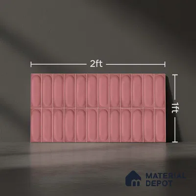 Faux Subway Wall Tile TL 06540 B Lorient Pink 2 ft x 1 ft Ceramic Matte Finish - 8 mm | Suitable For Kitchen, Bathroom, Dining Area