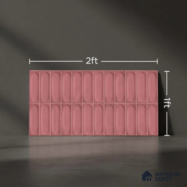 Faux Subway Wall Tile TL 06540 B Lorient Pink 2 ft x 1 ft Ceramic Matte Finish - 8 mm | Suitable For Kitchen, Bathroom, Dining Area