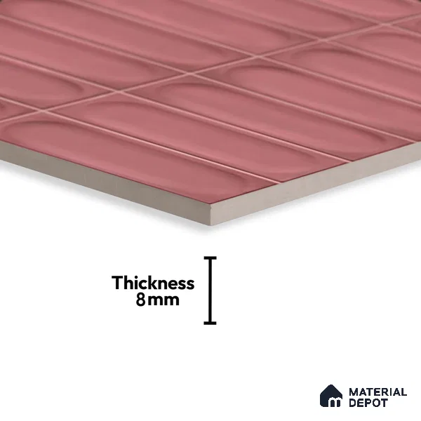 Faux Subway Wall Tile TL 06540 B Lorient Pink 2 ft x 1 ft Ceramic Matte Finish - 8 mm | Suitable For Kitchen, Bathroom, Dining Area