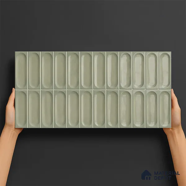 Highlighter Wall Tile TL 06540 I Lorient Green 2 ft x 1 ft Ceramic Glossy Finish - 8 mm | Suitable for Living Room, Kitchen & Bathroom (Sample)