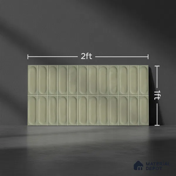 Highlighter Wall Tile TL 06540 I Lorient Green 2 ft x 1 ft Ceramic Glossy Finish - 8 mm | Suitable for Living Room, Kitchen & Bathroom (Sample)