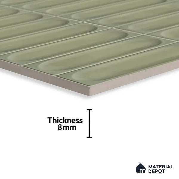 Highlighter Wall Tile TL 06540 I Lorient Green 2 ft x 1 ft Ceramic Glossy Finish - 8 mm | Suitable for Living Room, Kitchen & Bathroom (Sample)