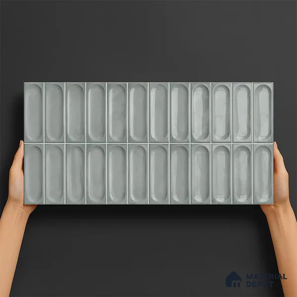 Faux Subway Wall Tile TL 06540 U Lorient Aqua 2 ft x 1 ft Ceramic Glossy Finish - 8 mm | Suitable For Kitchen Backsplash, Bathroom & Basin Accent