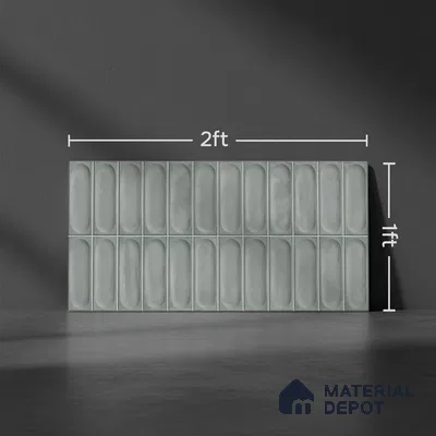 Faux Subway Wall Tile TL 06540 U Lorient Aqua 2 ft x 1 ft Ceramic Glossy Finish - 8 mm | Suitable For Kitchen Backsplash, Bathroom & Basin Accent