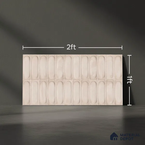 Faux Subway Wall Tile TL 06540 X Lorient Gris 2 ft x 1 ft Ceramic Glossy Finish - 8 mm | Suitable For Kitchen Backsplash, Bathroom & Basin Accent