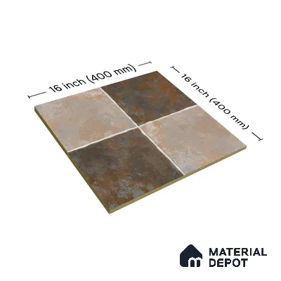 Budget Friendly Stone Look Value for Money Parking Organic Brown Floor Tile 16 x 16 inch | TL 00653 | Vitrified Matte Finish Tile - 12 mm | Suitable For Parking, Outdoor, Balcony & Terrace | Pattern Alignment May Vary | 2-3 mm Spacer is Mandatory
