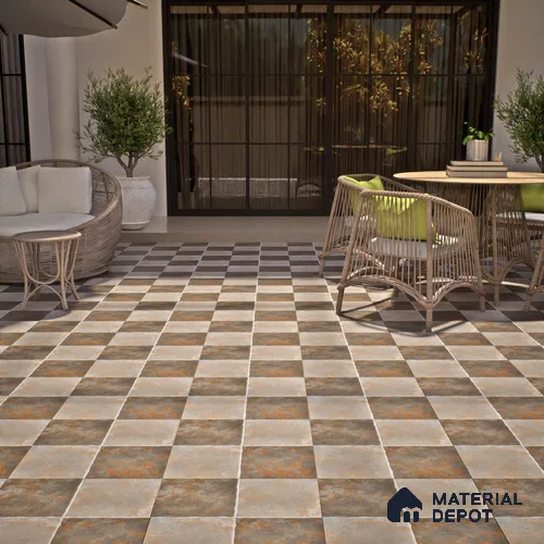 Budget Friendly Stone Look Value for Money Parking Organic Brown Floor Tile 16 x 16 inch | TL 00653 | Vitrified Matte Finish Tile - 12 mm | Suitable For Parking, Outdoor, Balcony & Terrace | Pattern Alignment May Vary | 2-3 mm Spacer is Mandatory