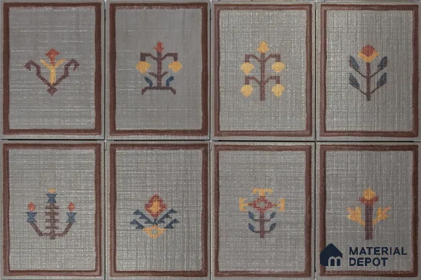 Handmade Third Fired Tile TL 13002 Slate Kilim 197x147 mm Jute Finish Anatolian Series Tile - 9 mm | Individual Designs Available