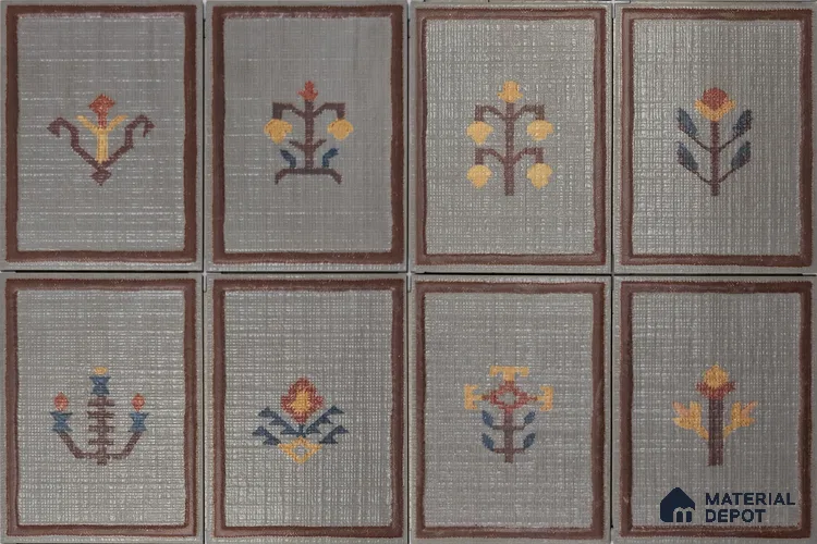 Handmade Third Fired Tile TL 13002 Slate Kilim 197x147 mm Jute Finish Anatolian Series Tile - 9 mm | Individual Designs Available