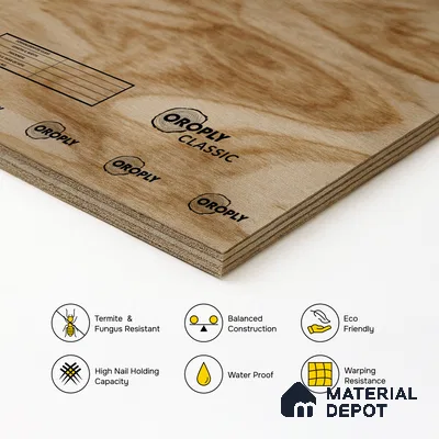 Oroply PL 00050 7 x 4 ft Classic BWP Grade | IS 303 BWP Certified Plywood - 8 mm | Warranty - 10 Years