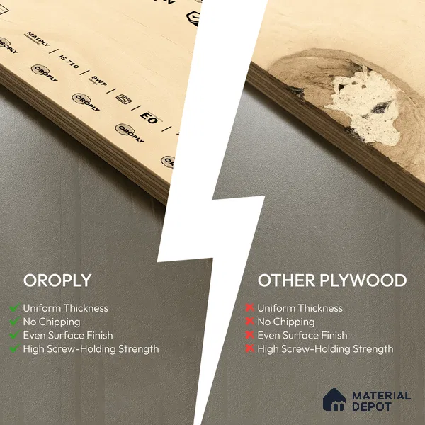 Oroply PL 00052 7 x 4 ft Classic BWP Grade | IS 303 BWP Certified Plywood - 16 mm | Warranty - 10 Years