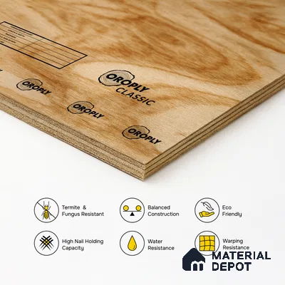 Oroply PL 00027 8 x 4 ft Classic MR Grade | IS 303 MR Certified Plywood - 16 mm | Warranty - 7 Years