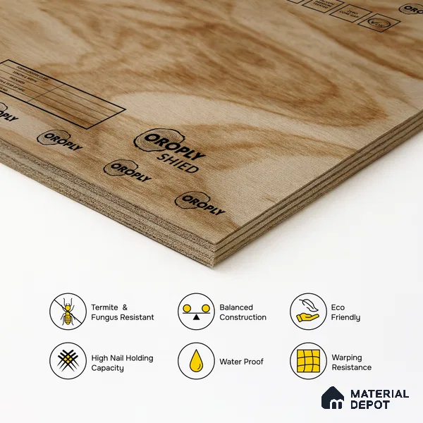 Oroply PL 00061 7 x 4 ft Shield BWP Grade | IS 303 BWP Certified Plywood - 12 mm | Warranty - 15 Years