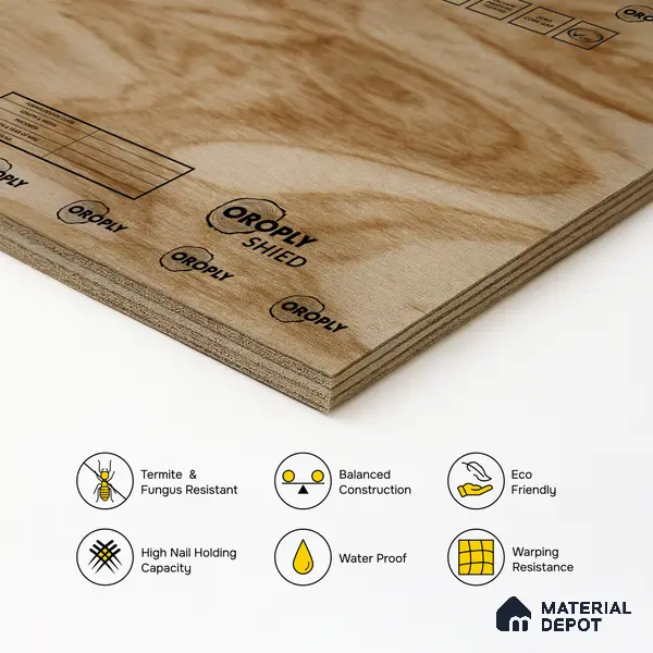Oroply PL 00060 7 x 4 ft Shield BWP Grade | ISI 303 BWP Certified Plywood - 8 mm | Warranty - 15 Years