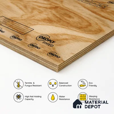 Oroply PL 00037 8 x 4 ft Shield MR Grade | IS 303 MR Certified Plywood - 16 mm | Warranty - 10 Years