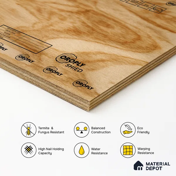 Oroply PL 00037 8 x 4 ft Shield MR Grade | IS 303 MR Certified Plywood - 16 mm | Warranty - 10 Years