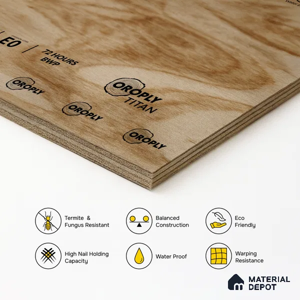 Oroply PL 00069 7 x 4 ft Titan BWP Grade | IS 5509 FR Certified Plywood - 6 mm | Warranty - 30 Years