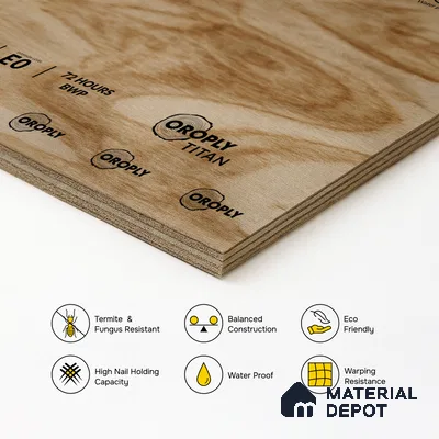 Oroply PL 00068 8 x 4 ft Titan BWP Grade | IS 5509 FR Certified Plywood - 18 mm | Warranty - 30 Years