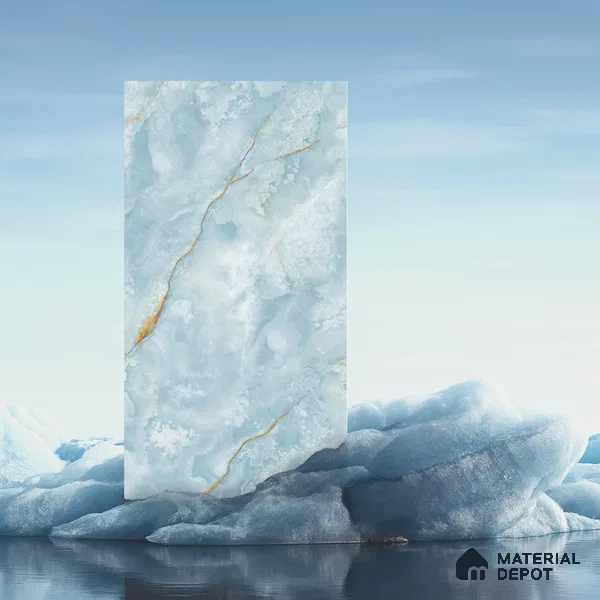 Budget Friendly Marble Floor & Wall Tile Value For Money TL 05586 Aqua Osla 4 ft x 2 ft - Vitrified Glossy Finish -9 mm | Suitable for Living Room, Bedroom & Bathroom