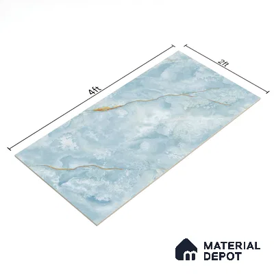Budget Friendly Marble Floor & Wall Tile Value For Money TL 05586 Aqua Osla 4 ft x 2 ft - Vitrified Glossy Finish -9 mm | Suitable for Living Room, Bedroom & Bathroom