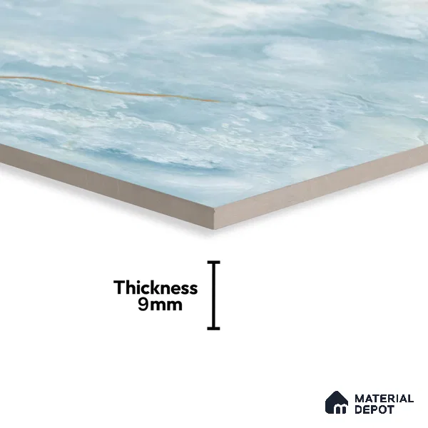 Budget Friendly Marble Floor & Wall Tile Value For Money TL 05586 Aqua Osla 4 ft x 2 ft - Vitrified Glossy Finish -9 mm | Suitable for Living Room, Bedroom & Bathroom