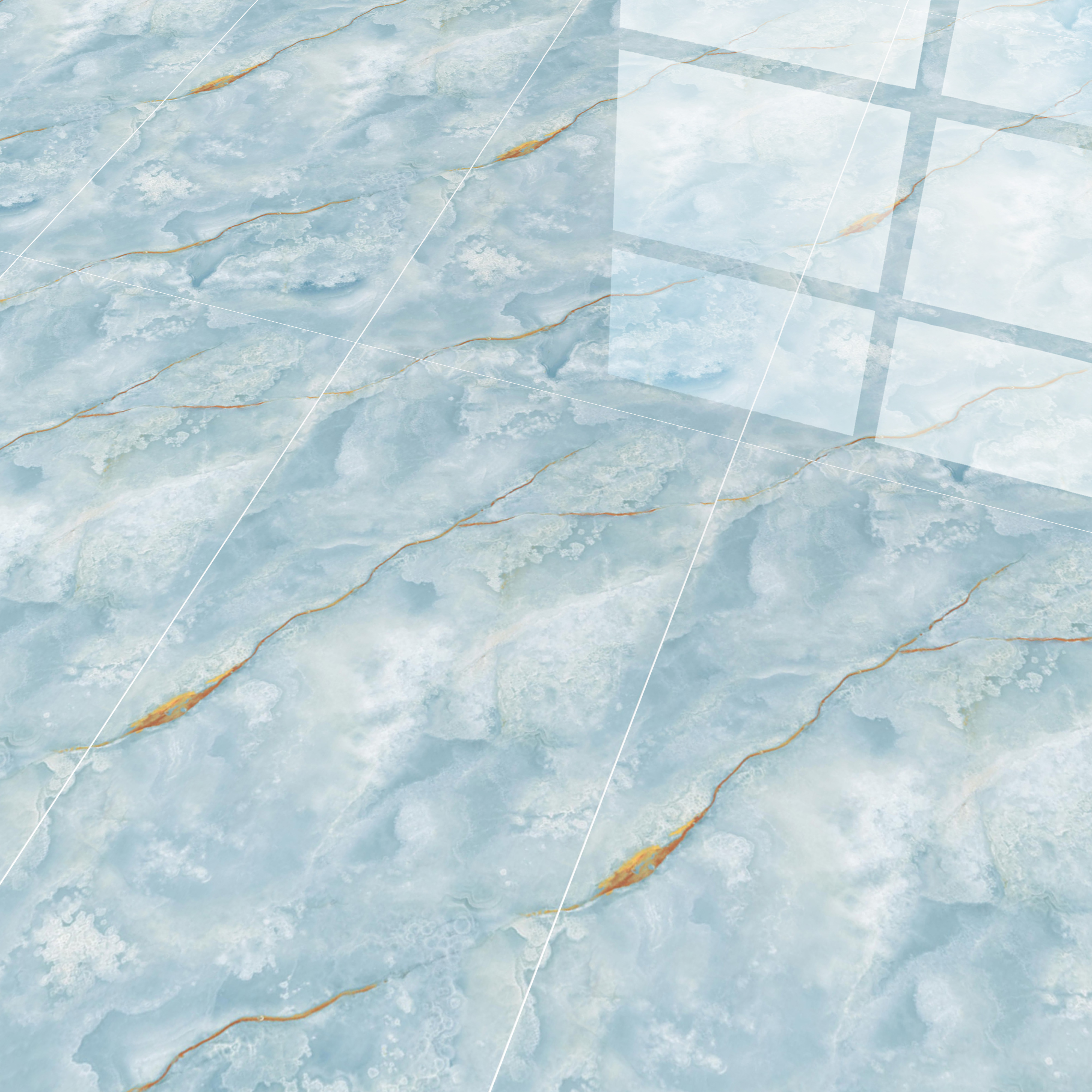 Budget Friendly Marble Floor & Wall Tile Value For Money TL 05586 Aqua Osla 4 ft x 2 ft - Vitrified Glossy Finish -9 mm | Suitable for Living Room, Bedroom & Bathroom