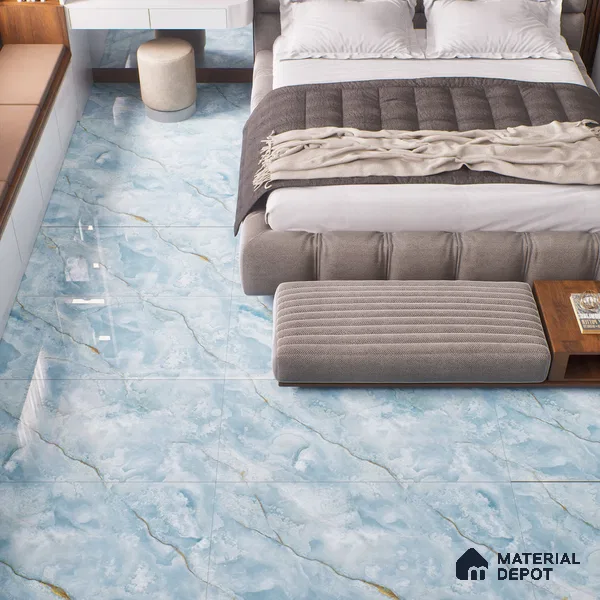 Budget Friendly Marble Floor & Wall Tile Value For Money TL 05586 Aqua Osla 4 ft x 2 ft - Vitrified Glossy Finish -9 mm | Suitable for Living Room, Bedroom & Bathroom
