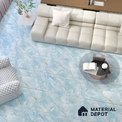 Budget Friendly Marble Floor & Wall Tile Value For Money TL 05586 Aqua Osla 4 ft x 2 ft - Vitrified Glossy Finish -9 mm | Suitable for Living Room, Bedroom & Bathroom