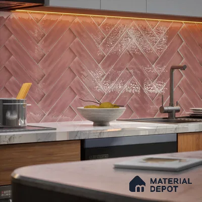 Subway Wall Tile TL 04826 AB Encanto Nexa Rose Taupe 12 x 3 inch Ceramic Glossy Finish - 6.5 mm | Suitable for Highlighter Walls, Foyer, Bathroom, Kitchen Wall & Backsplashes