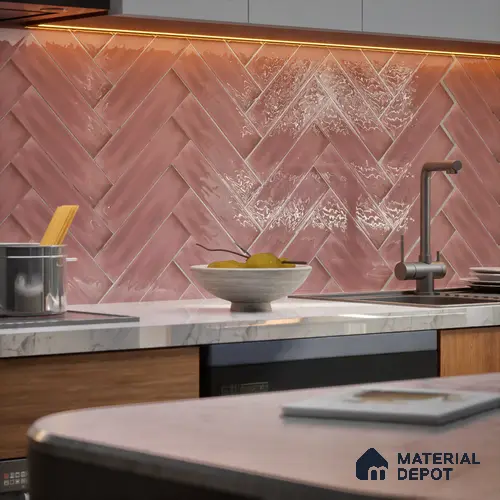 Subway Wall Tile TL 04826 AB Encanto Nexa Rose Taupe 12 x 3 inch Ceramic Glossy Finish - 6.5 mm | Suitable for Highlighter Walls, Foyer, Bathroom, Kitchen Wall & Backsplashes
