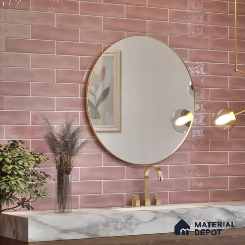 Subway Wall Tile TL 04826 AB Encanto Nexa Rose Taupe 12 x 3 inch Ceramic Glossy Finish - 6.5 mm | Suitable for Highlighter Walls, Foyer, Bathroom, Kitchen Wall & Backsplashes