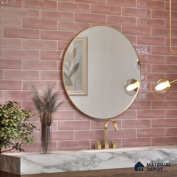 Subway Wall Tile TL 04826 AB Encanto Nexa Rose Taupe 12 x 3 inch Ceramic Glossy Finish - 6.5 mm | Suitable for Highlighter Walls, Foyer, Bathroom, Kitchen Wall & Backsplashes
