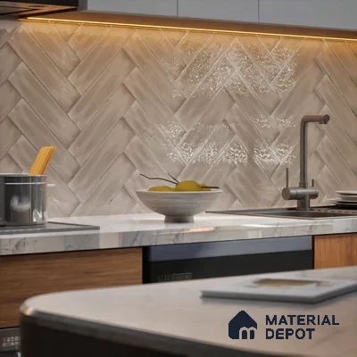 Subway Wall Tile TL 04826 AD Encanto Nimbus Silver 12 x 3 inch Ceramic Glossy Finish - 6.5 mm | Suitable for Highlighter Walls, Foyer, Bathroom, Kitchen Wall & Backsplashes (Sample)