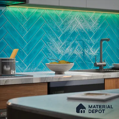 Subway Wall Tile TL 04826 AF Encanto Shade 6 Mild Blue 12 x 3 inch Ceramic Glossy Finish - 6.5 mm | Suitable for Highlighter Walls, Foyer, Bathroom, Kitchen Wall & Backsplashes (Sample)
