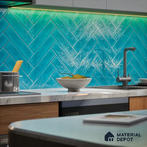 Subway Wall Tile TL 04826 AF Encanto Shade 6 Mild Blue 12 x 3 inch Ceramic Glossy Finish - 6.5 mm | Suitable for Highlighter Walls, Foyer, Bathroom, Kitchen Wall & Backsplashes