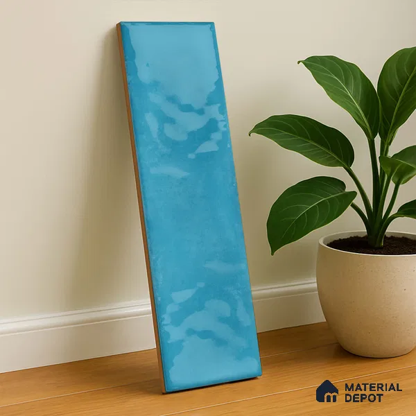 Subway Wall Tile TL 04826 AF Encanto Shade 6 Mild Blue 12 x 3 inch Ceramic Glossy Finish - 6.5 mm | Suitable for Highlighter Walls, Foyer, Bathroom, Kitchen Wall & Backsplashes (Sample)