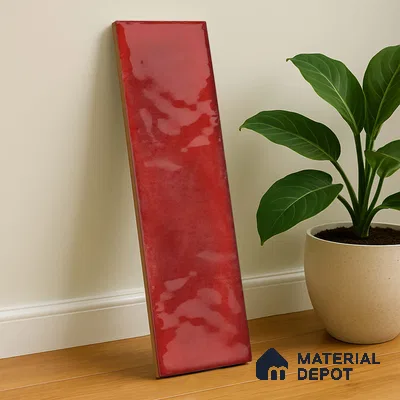 Subway Wall Tile TL 04826 AG Encanto Chilli Red 12 x 3 inch Ceramic Glossy Finish - 6.5 mm | Suitable for Highlighter Walls, Foyer, Bathroom, Kitchen Wall & Backsplashes