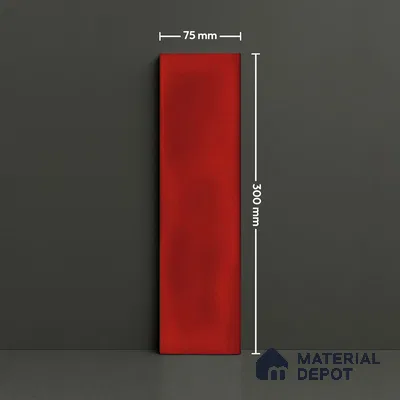 Subway Wall Tile TL 04826 AG Encanto Chilli Red 12 x 3 inch Ceramic Glossy Finish - 6.5 mm | Suitable for Highlighter Walls, Foyer, Bathroom, Kitchen Wall & Backsplashes