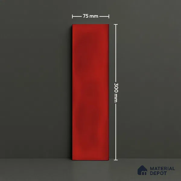 Subway Wall Tile TL 04826 AG Encanto Chilli Red 12 x 3 inch Ceramic Glossy Finish - 6.5 mm | Suitable for Highlighter Walls, Foyer, Bathroom, Kitchen Wall & Backsplashes